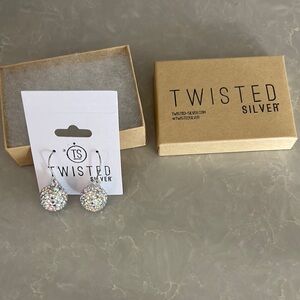 Twisted Silver Sparkling Earrings